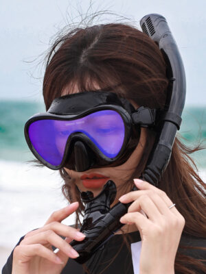 Colored Diving Goggles And Snorkel Anti-fog UV Protection